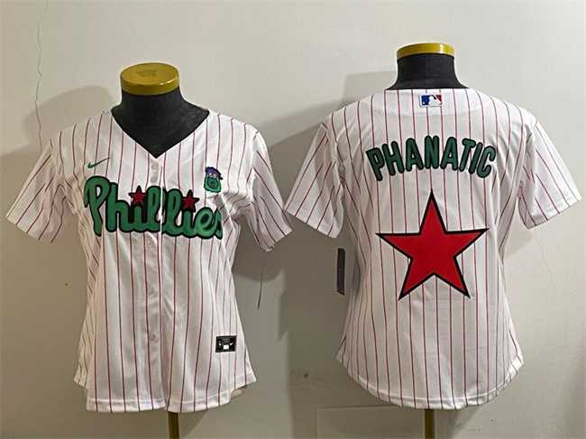 Women%27s Philadelphia Phillies Phanatic White Green Stitched Jersey